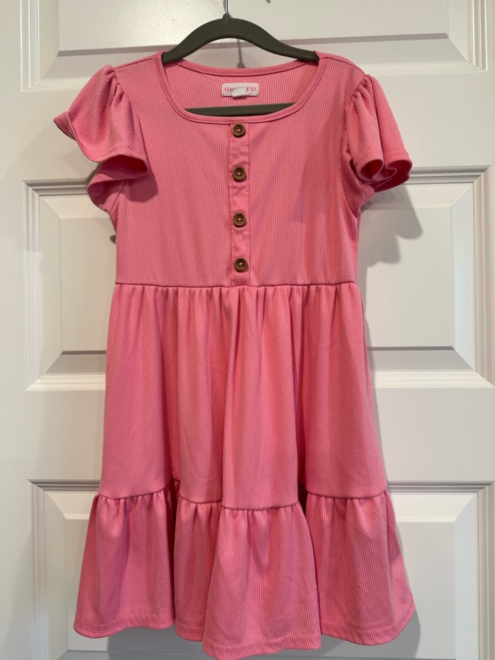 Lemon Kiss Girls Pink Ribbed Dress - EUC